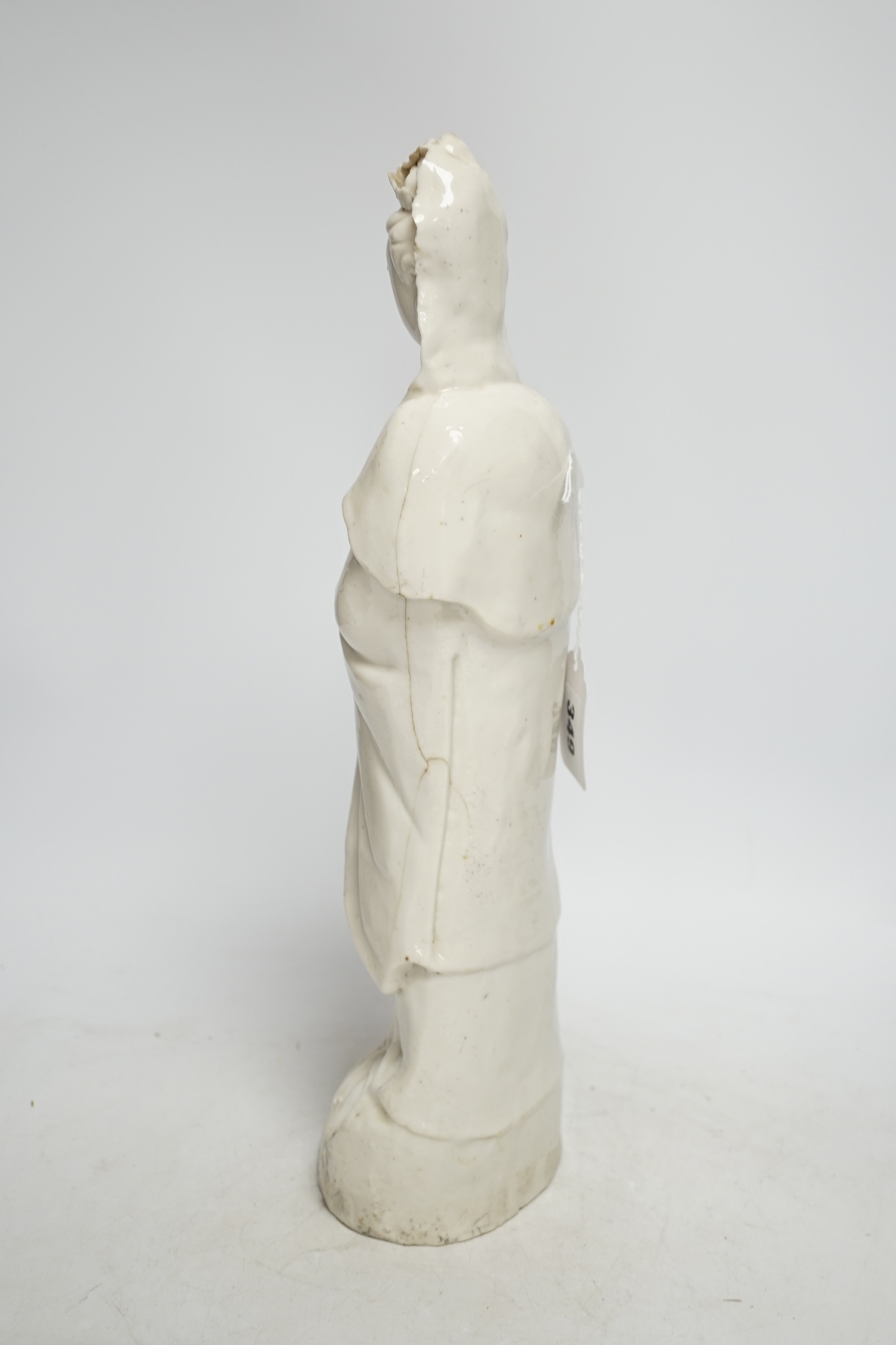 An 18th century Chinese blanc de chine figure of Guanyin, 42cm